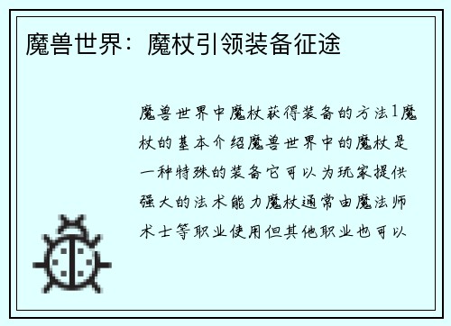 魔兽世界:魔杖引领装备征途